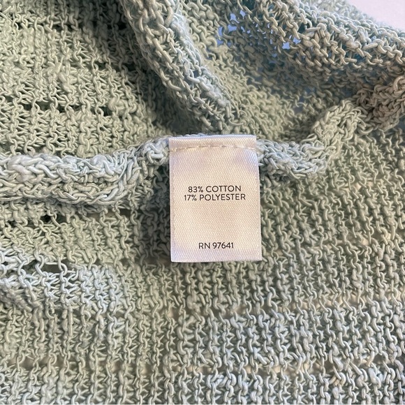 J. Jill Women's Open-Knit V-Neck Sweater Aegean Mist Size Medium Petite - Picture 3 of 9